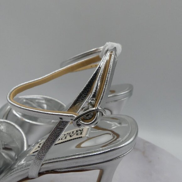 Badgley Mischka Dress Shoes Silver Brinlee II Sillea Heels Sandals - Picture 13 of 15